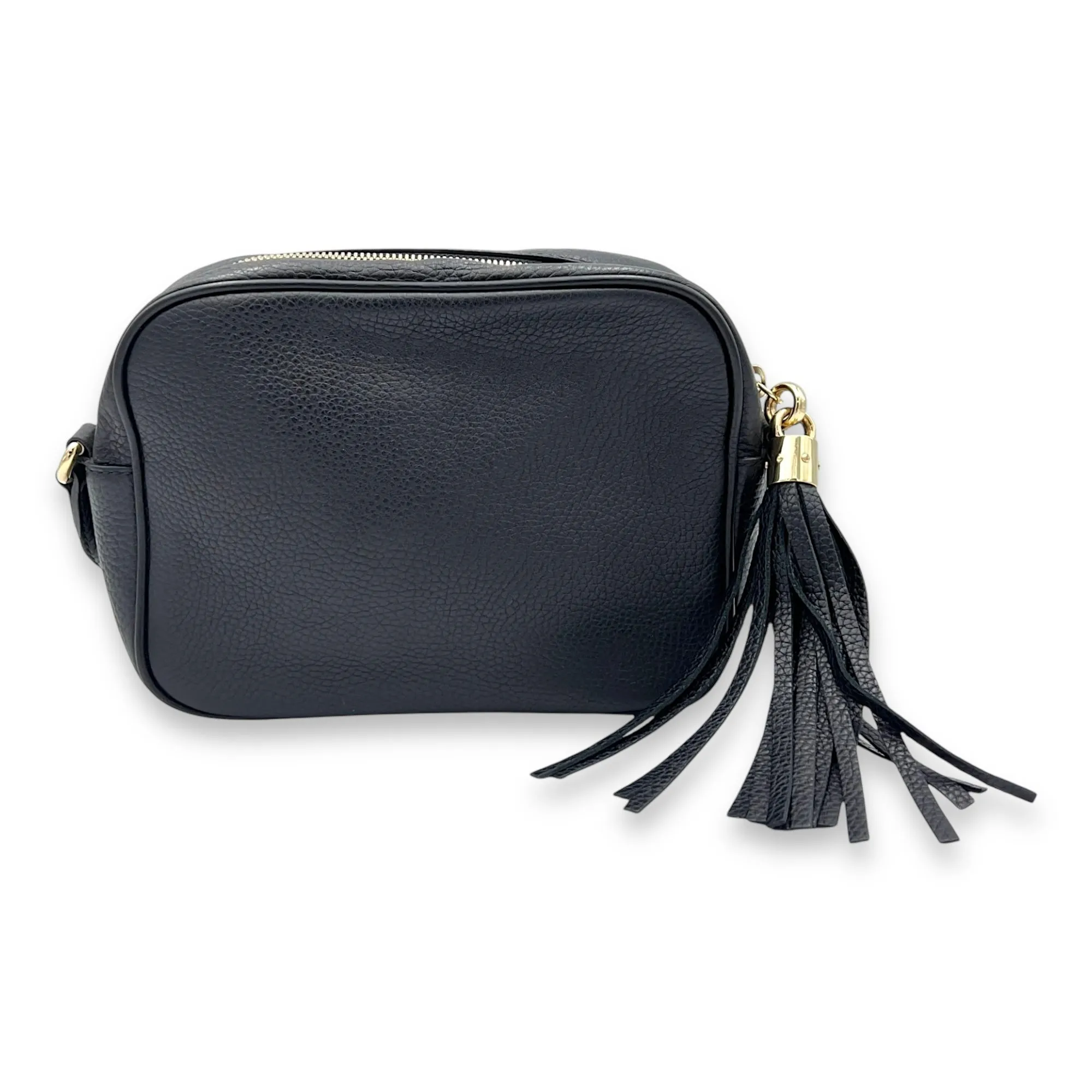 Soho  Black Crossbody Bag in Calfskin, Gold hardware