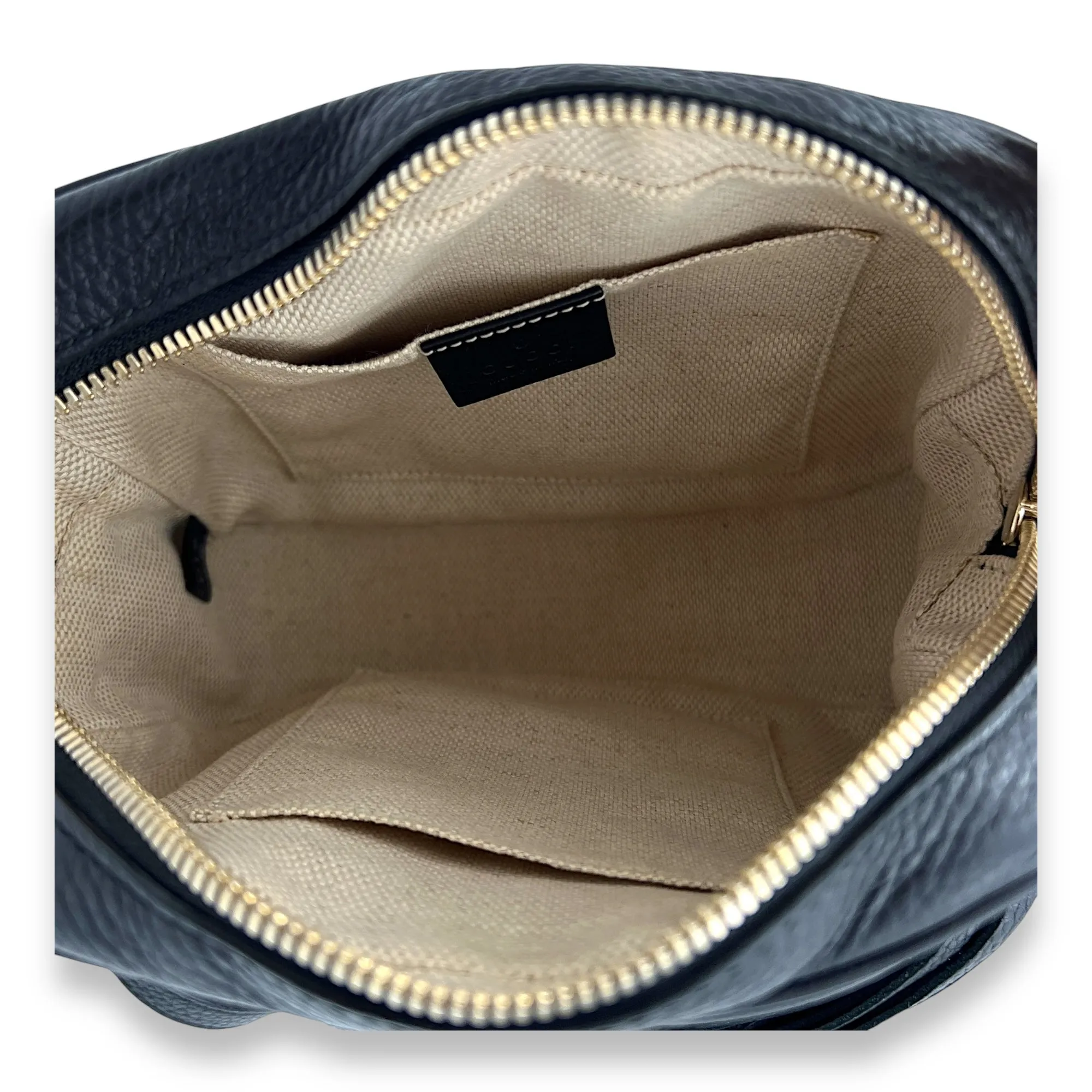Soho  Black Crossbody Bag in Calfskin, Gold hardware