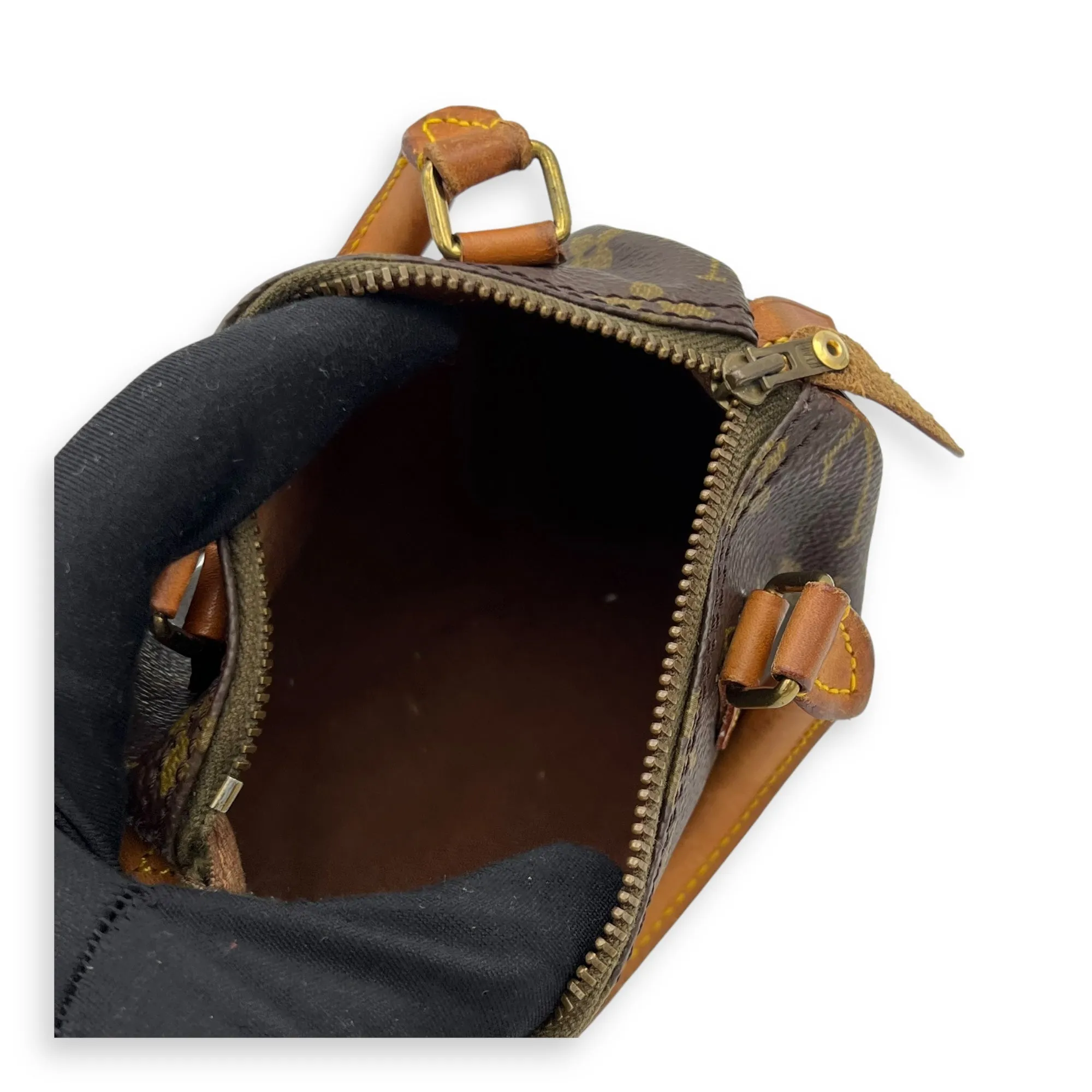 Speedy Crossbody Bag Brown in Monogram Coated Canvas, Gold hardware