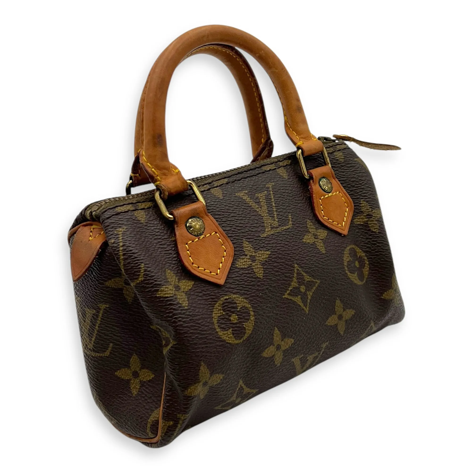 Speedy Crossbody Bag Brown in Monogram Coated Canvas, Gold hardware