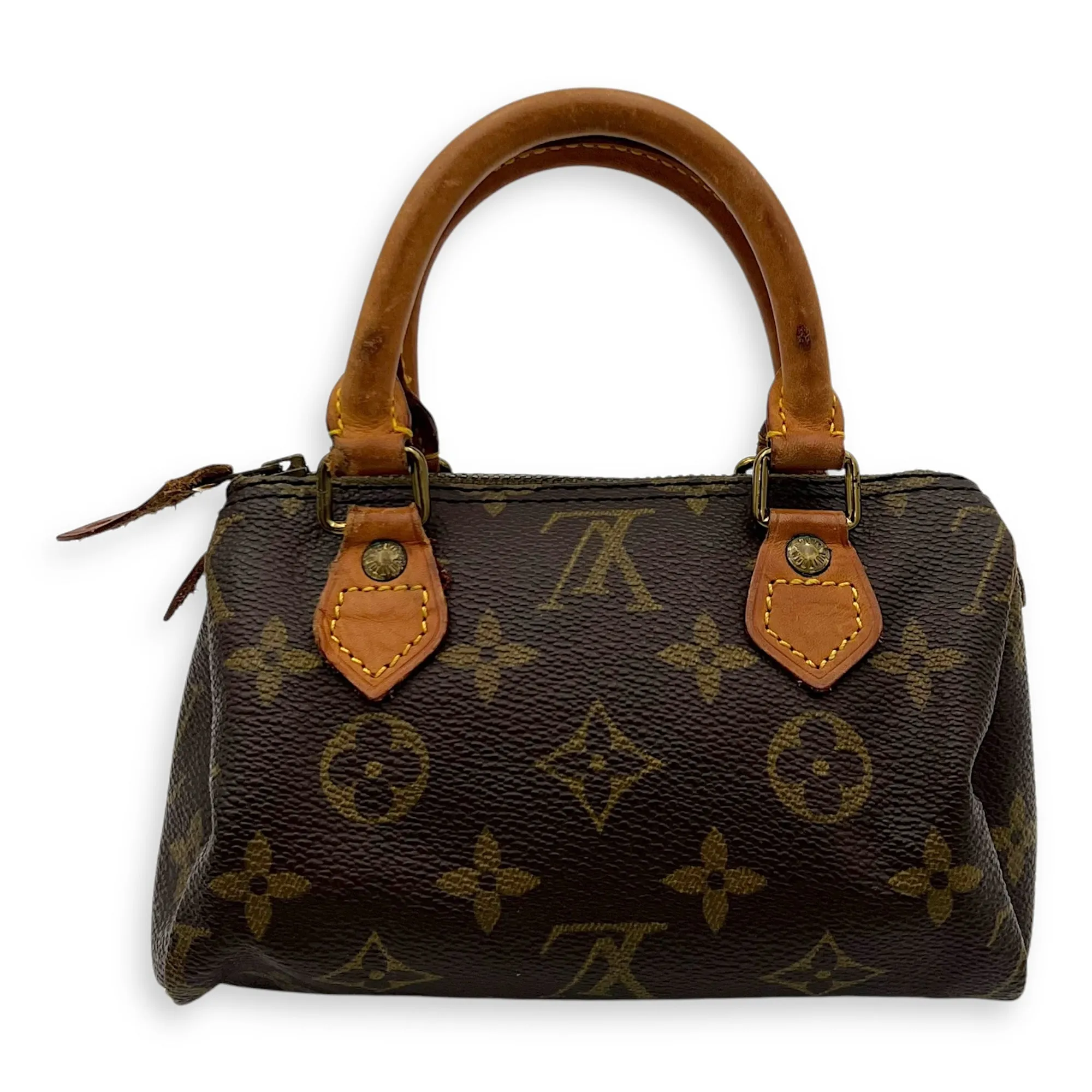 Speedy Crossbody Bag Brown in Monogram Coated Canvas, Gold hardware