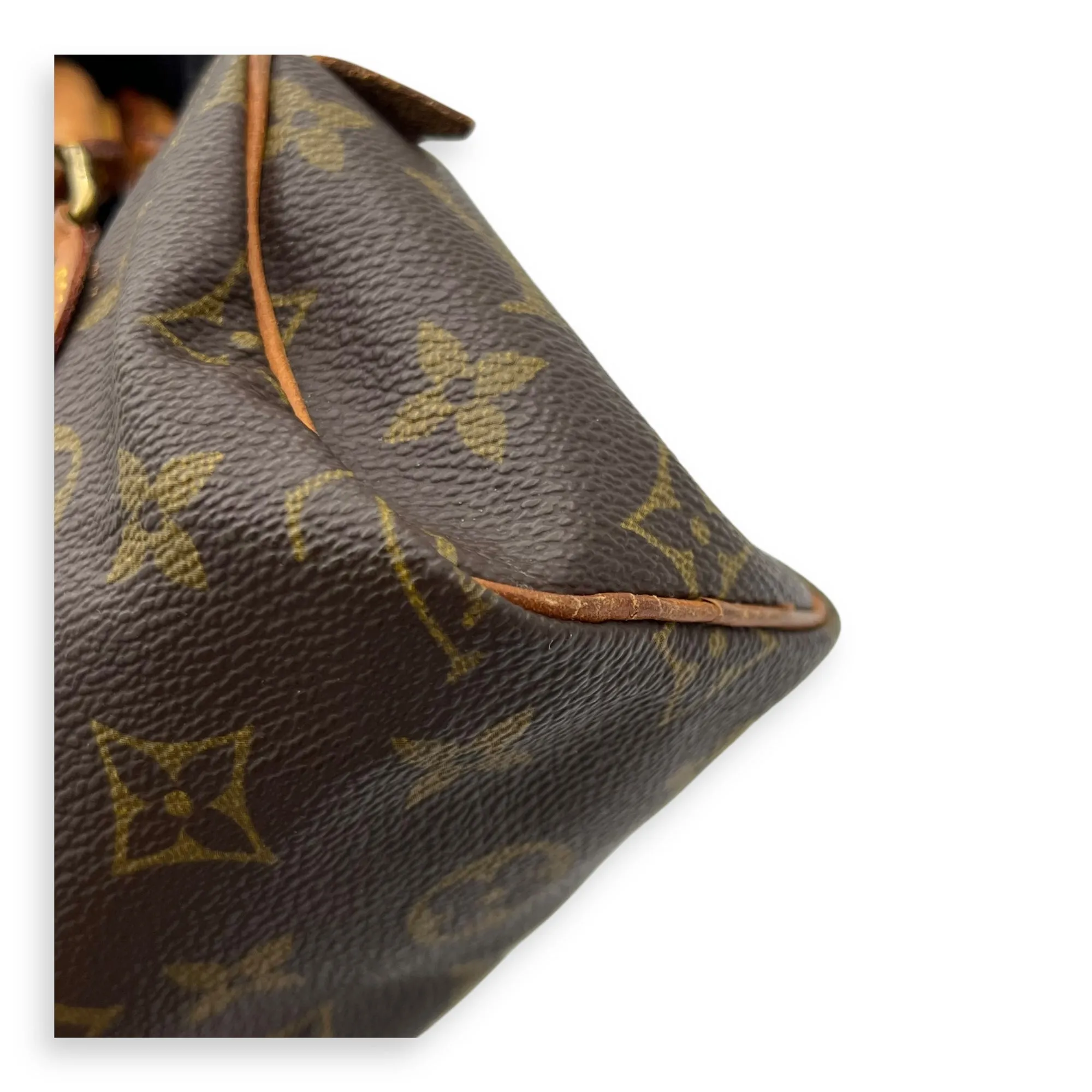 Speedy Crossbody Bag Brown in Monogram Coated Canvas, Gold hardware