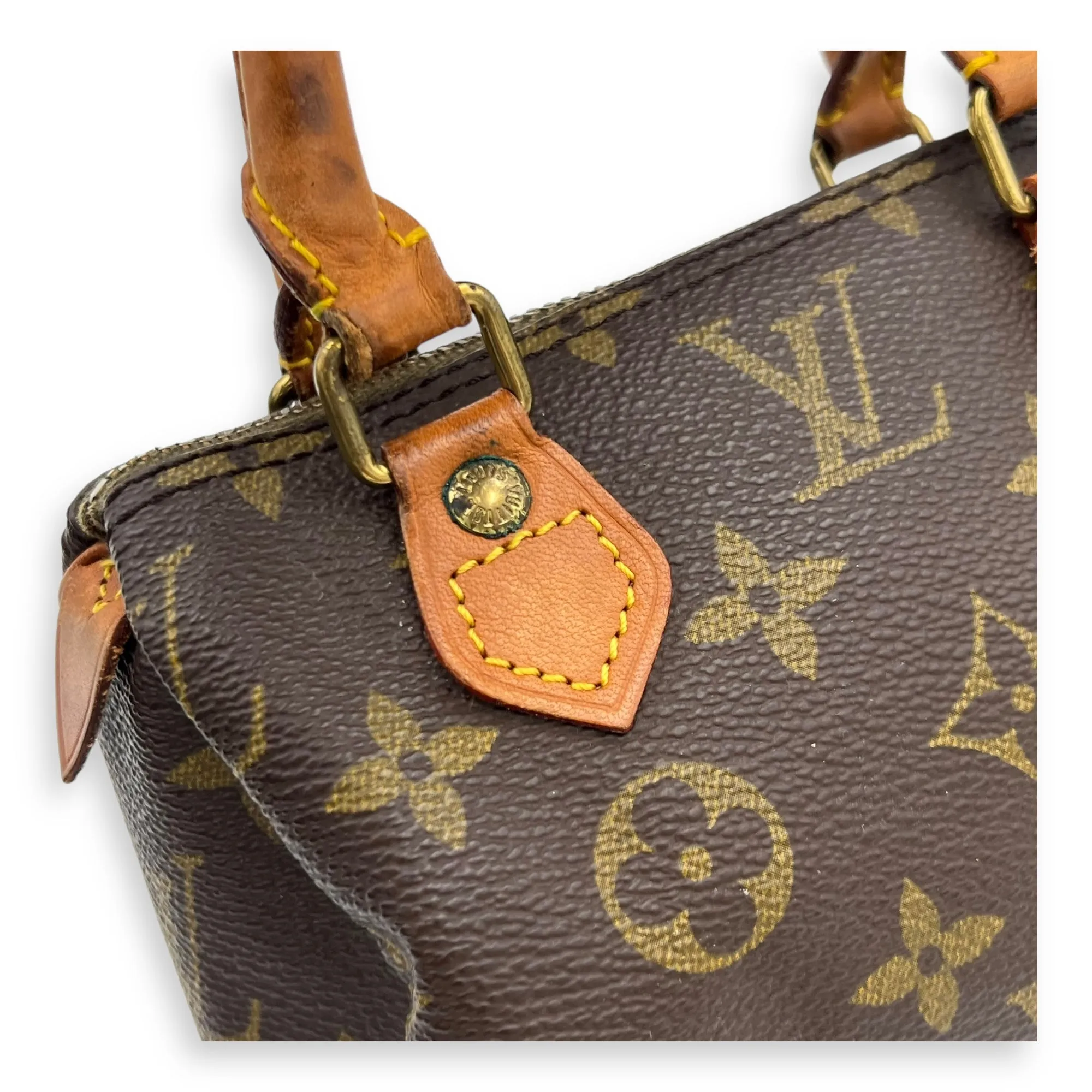 Speedy Crossbody Bag Brown in Monogram Coated Canvas, Gold hardware