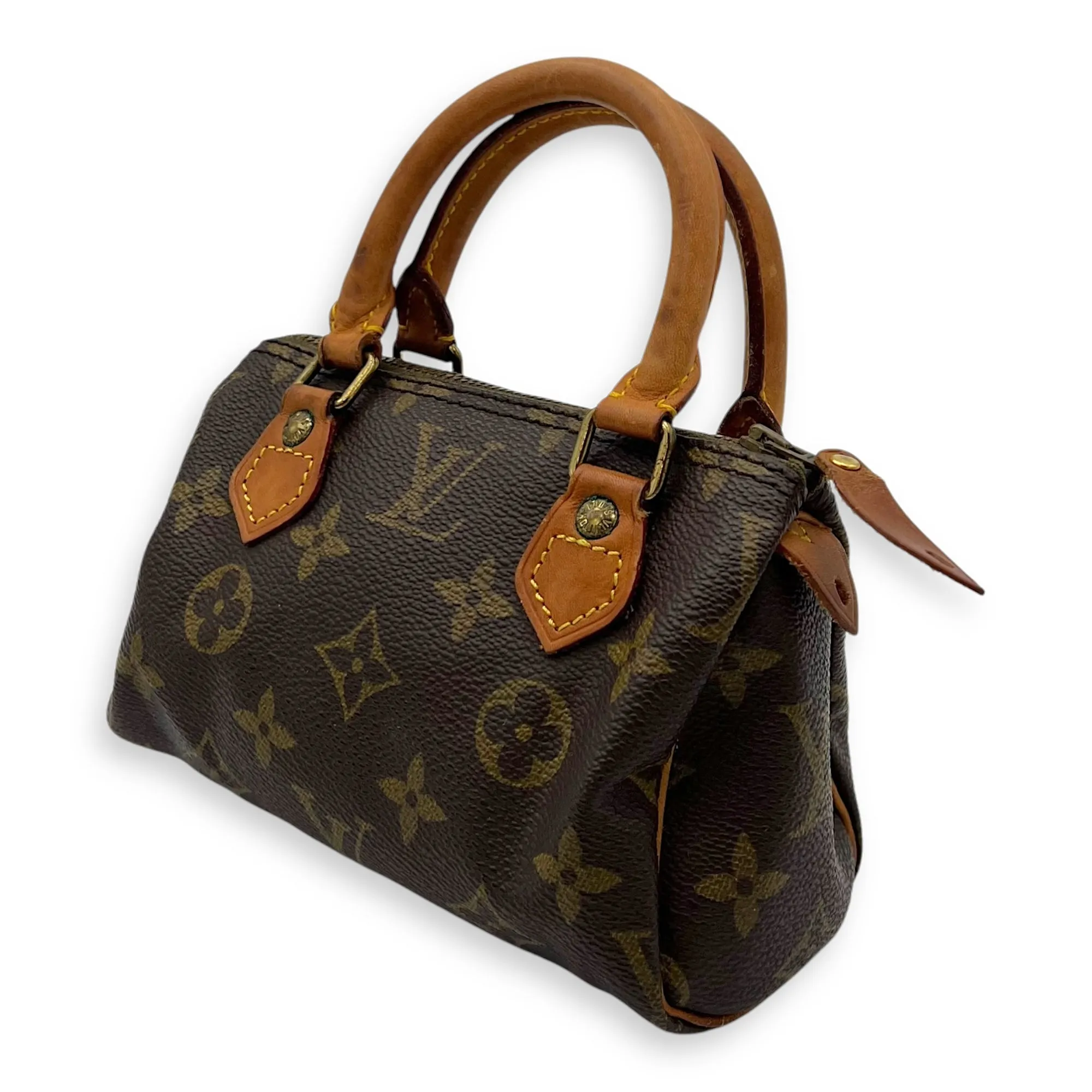 Speedy Crossbody Bag Brown in Monogram Coated Canvas, Gold hardware