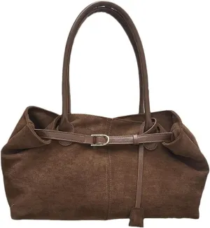 Suede Tote Bags for Women, Vintage Suede Hobo Bag, Large Capacity Handbag Slouchy Purse for Commuting Shopping.