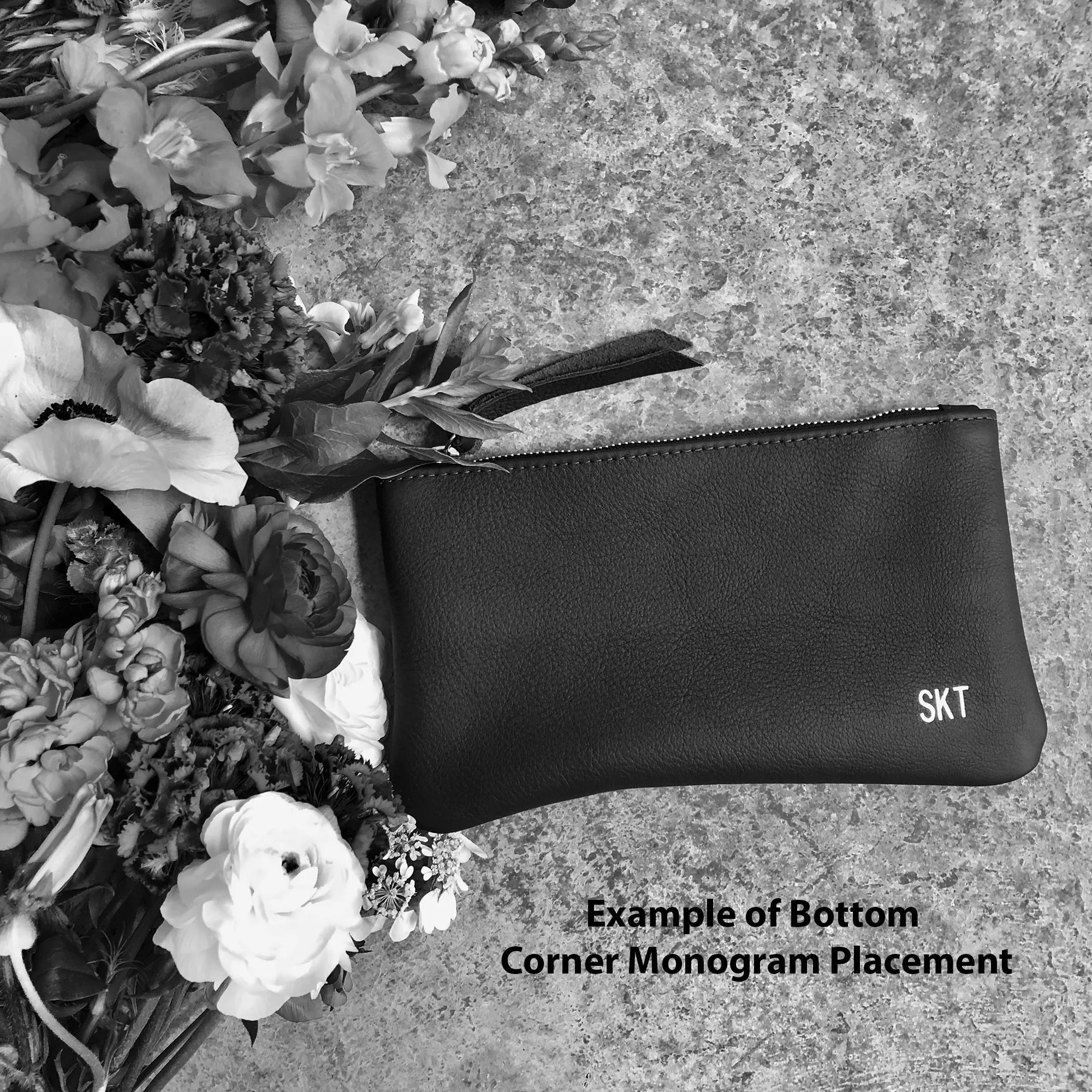 Summer Seconds Sale - Personalized Leather Zip Clutch - Honey Brown Pull Up
