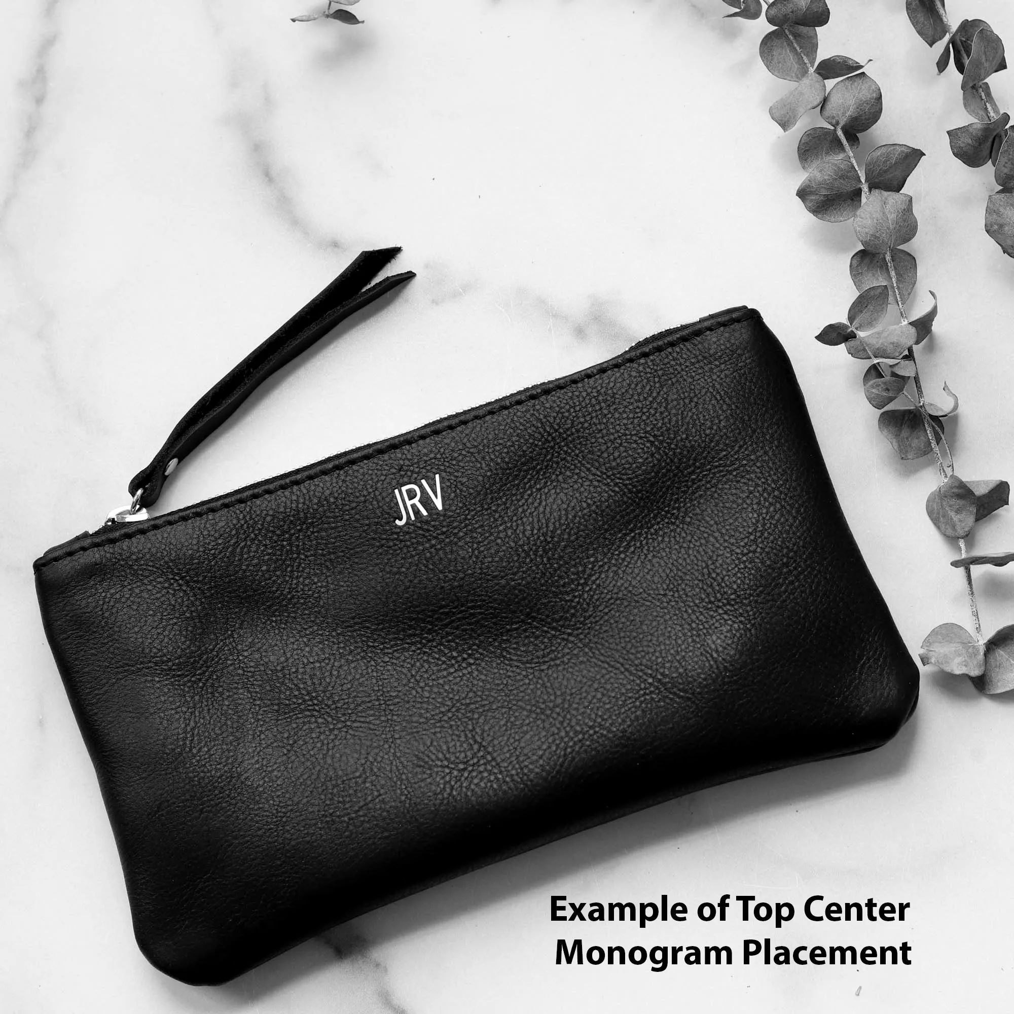 Summer Seconds Sale - Personalized Leather Zip Clutch - Honey Brown Pull Up