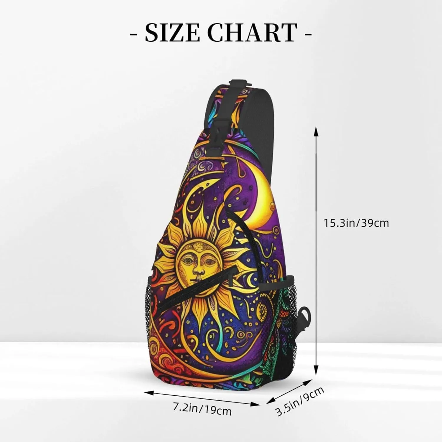 Sun With Moon Crossbody Chest Bags for Women, Small Crossbody Shoulder Bag Sling Bag Travel Hiking Daypack