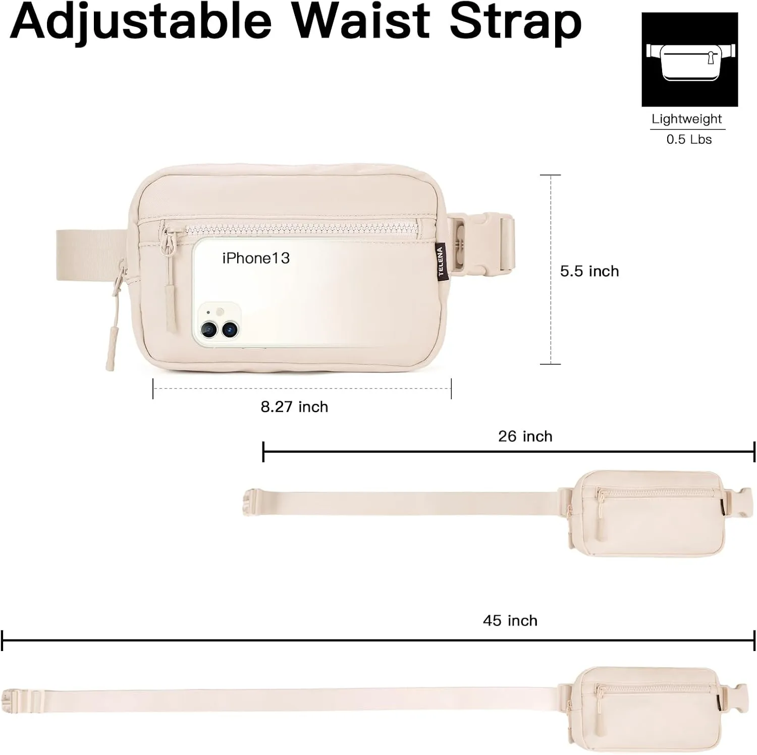 Telena Fanny Packs Crossbody Belt Bag Cross Body Bag Fashionable for Women with Adjustable Strap Pink