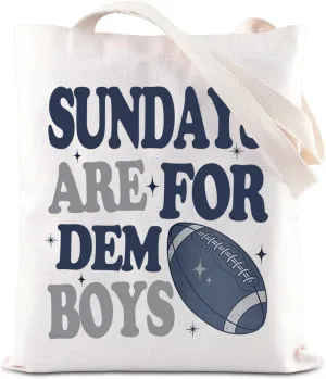 TGBJE Football Fan Gift Cowboys Football Tote Bag Sundays Are For Dem Boys Shoulder Bag Football Game Day Gift