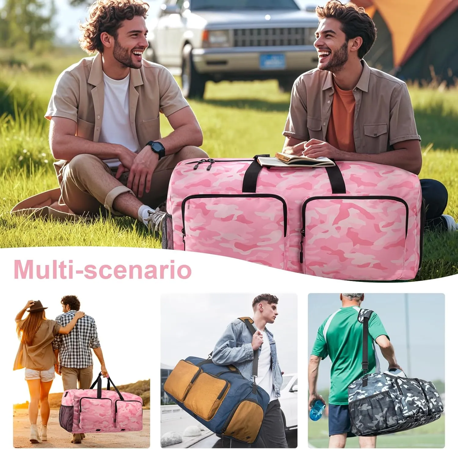 Travel Duffel Bags 85L,Gym Bag, Travel Bag, Duffle Bag Women, Foldable Overnight Weekender Bags for Women & Men with Adjustable Shoulder Strap