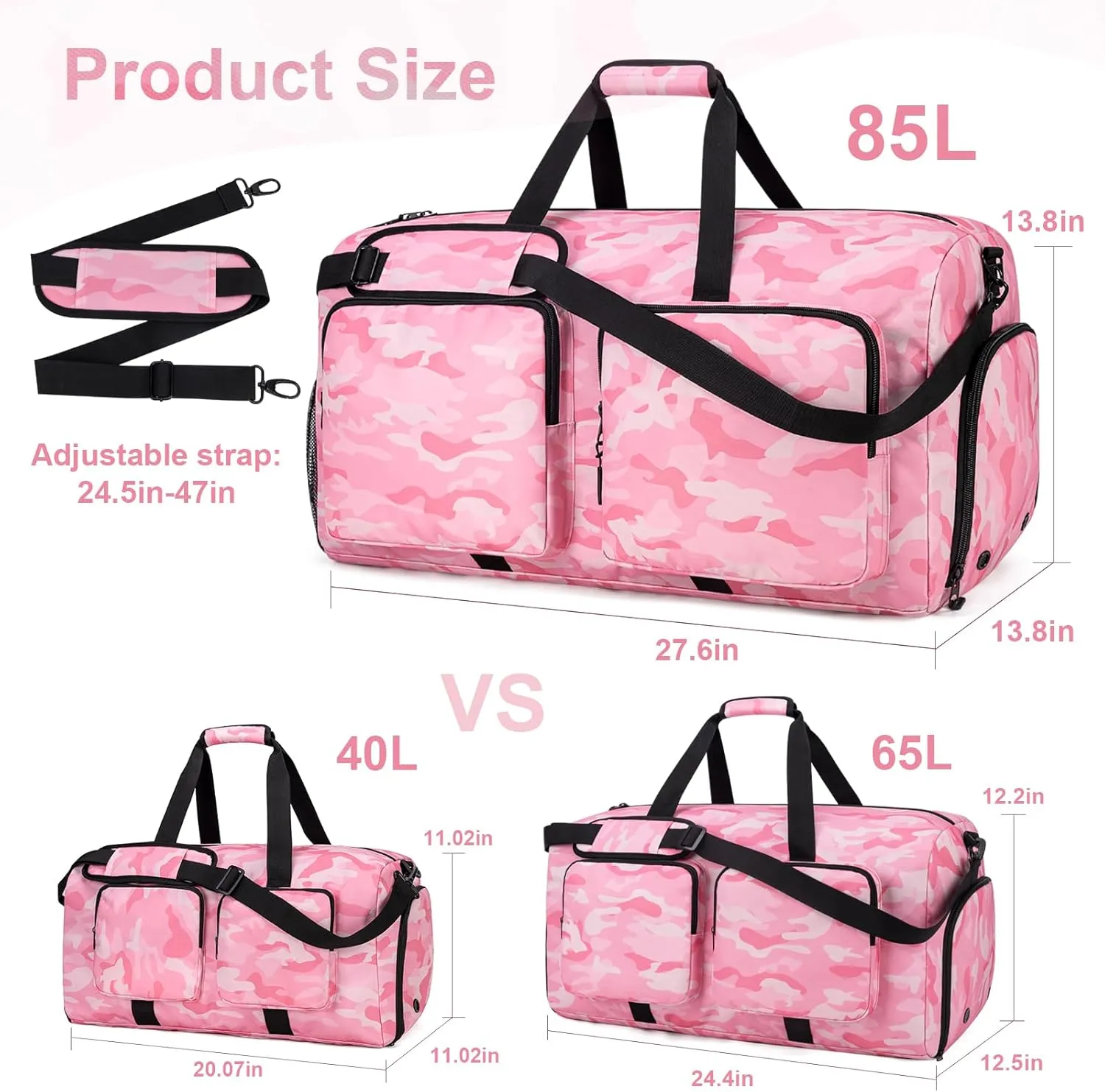 Travel Duffel Bags 85L,Gym Bag, Travel Bag, Duffle Bag Women, Foldable Overnight Weekender Bags for Women & Men with Adjustable Shoulder Strap