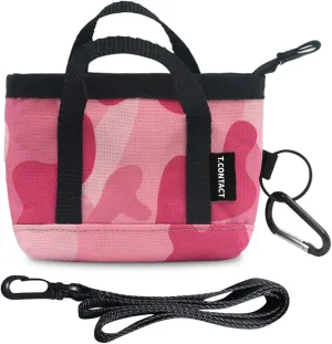 Waterproof Mini Tote Bag Organizer - Multi-Purpose Zippered Pouch for AirPods, Coins, Keys, Cosmetics | Portable Travel & Daily Use Accessory for Women/Men (5.1x3.9in with Lanyard(Pink)