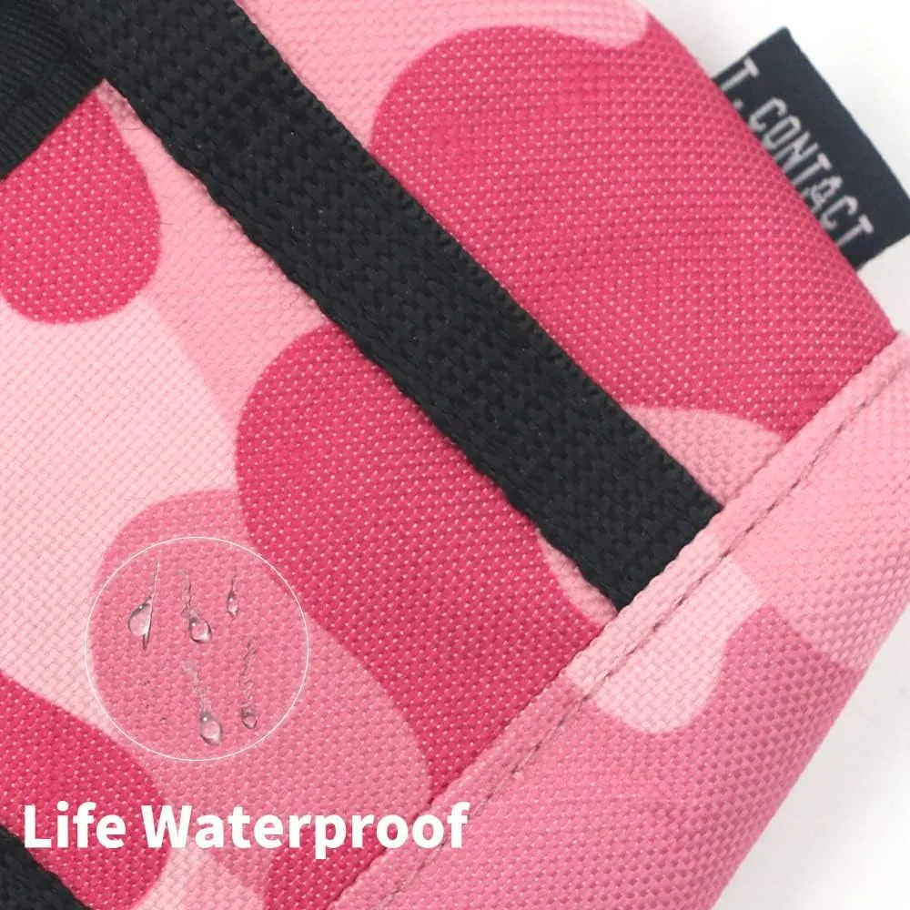Waterproof Mini Tote Bag Organizer - Multi-Purpose Zippered Pouch for AirPods, Coins, Keys, Cosmetics | Portable Travel & Daily Use Accessory for Women/Men (5.1x3.9in with Lanyard(Pink)