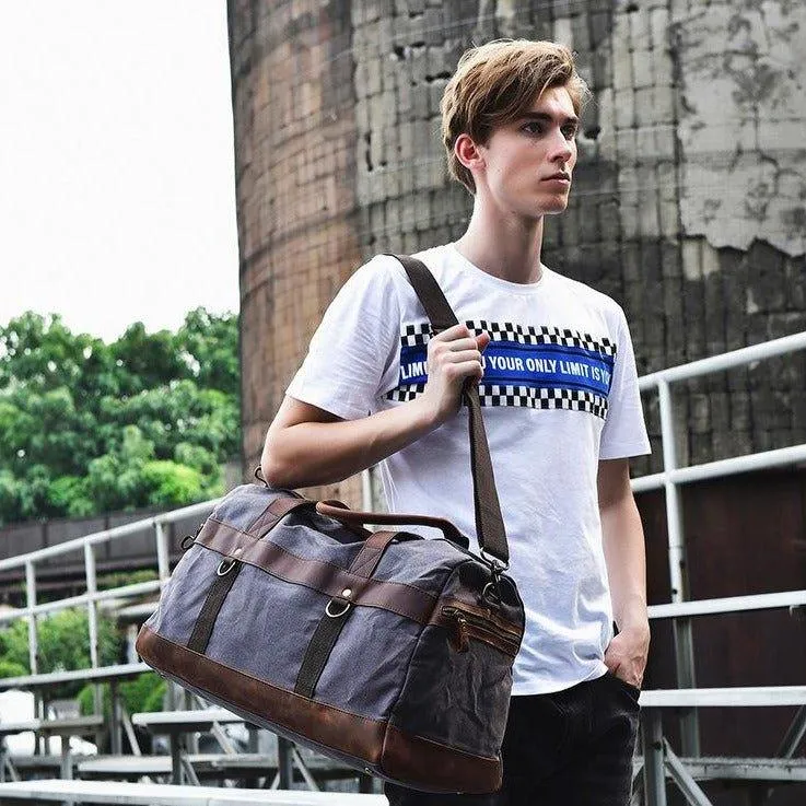 Waxed Canvas Weekender Bag Mens