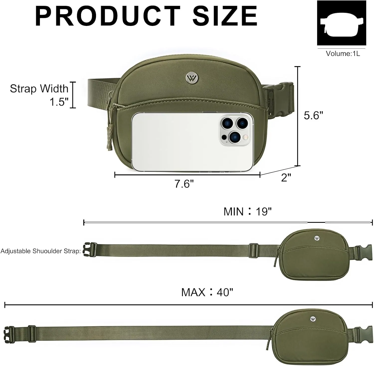 WESTBRONCO Fanny Packs for Women Men, Belt Bag with 4 Zipper Pockets, Fashion Waist Packs, Lightweight Crossbody Bags with Adjustable Strap for Workout/Running/Hiking