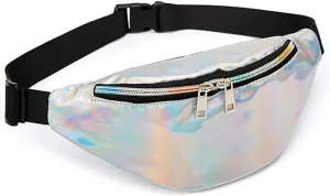 Women & Men Fanny Pack, Waist Bag, Hip Bum Bag with Adjustable Strap for Outdoors Workout Traveling Casual Running Hiking Cycling (Silver)
