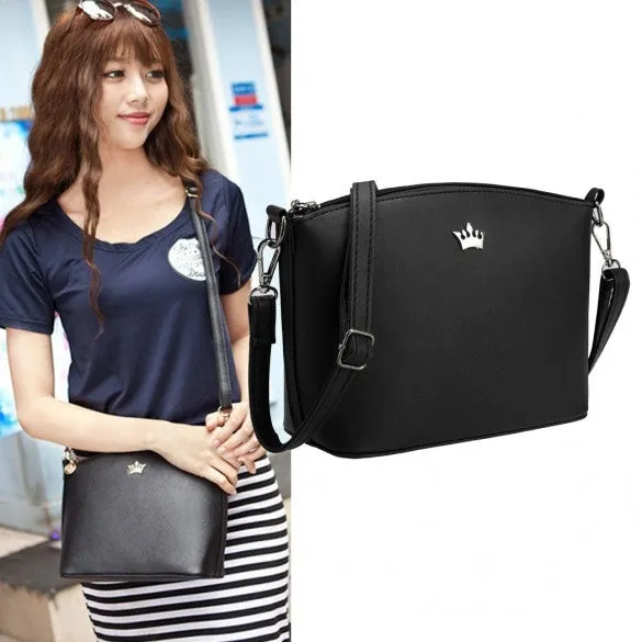 Women Synthetic Leather Solid Shoulder Strap Cross Casual Mini Small Bag Messenger Tote