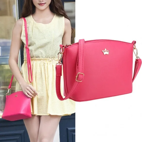 Women Synthetic Leather Solid Shoulder Strap Cross Casual Mini Small Bag Messenger Tote