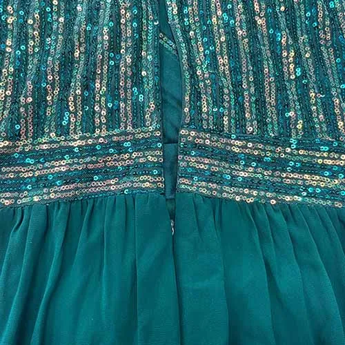 Women's V-Neck Short Sleeve Dark Green Party Evening Dress