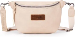 Wrangler Large Fanny Packs for Women Waist Bag Travel Belt Bags Crossbody Sling Purse Beige