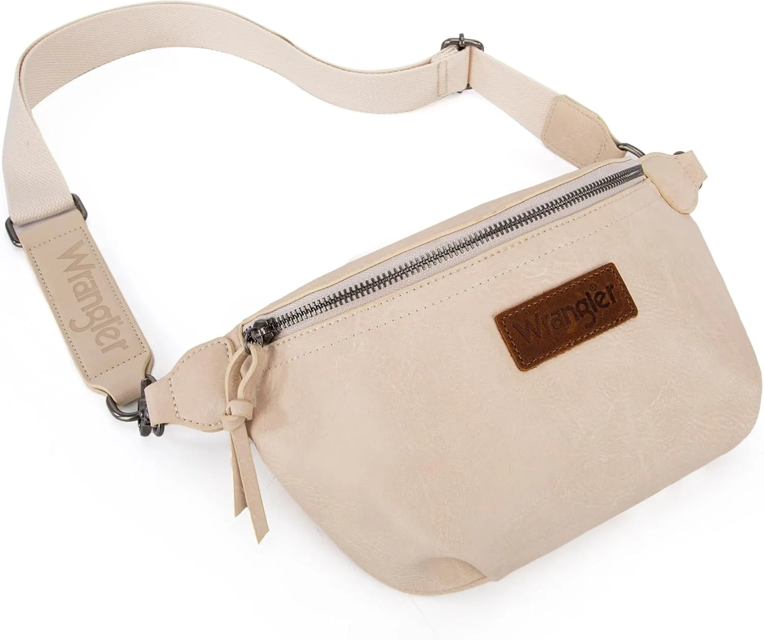 Wrangler Large Fanny Packs for Women Waist Bag Travel Belt Bags Crossbody Sling Purse Beige