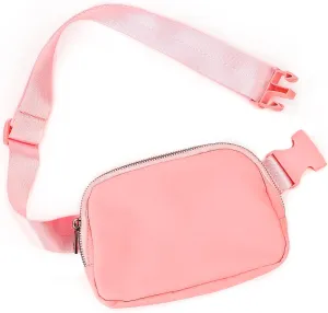 ZOPPEN Fanny Packs for Women Mini Belt Bag, Small Waist Bag Water Proof Fanny Pack Crossbody with Adjustable Strap, Everywhere Belt Bag Dupes for Travel Running Hike Work Out, Pink
