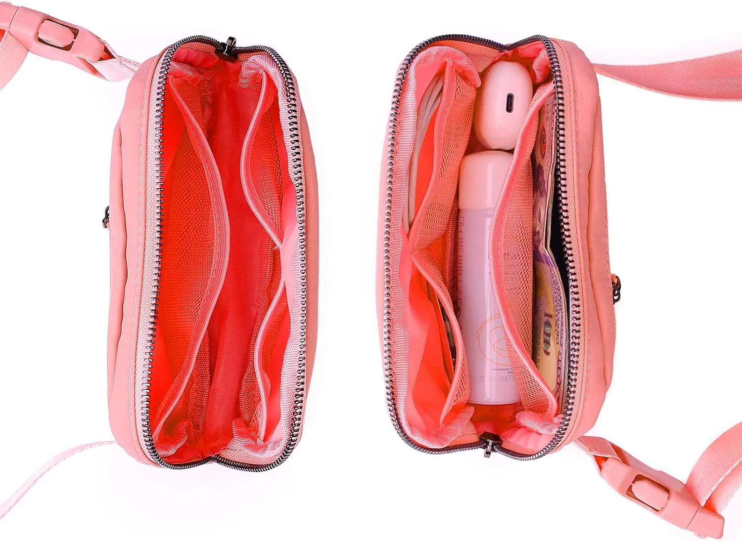 ZOPPEN Fanny Packs for Women Mini Belt Bag, Small Waist Bag Water Proof Fanny Pack Crossbody with Adjustable Strap, Everywhere Belt Bag Dupes for Travel Running Hike Work Out, Pink